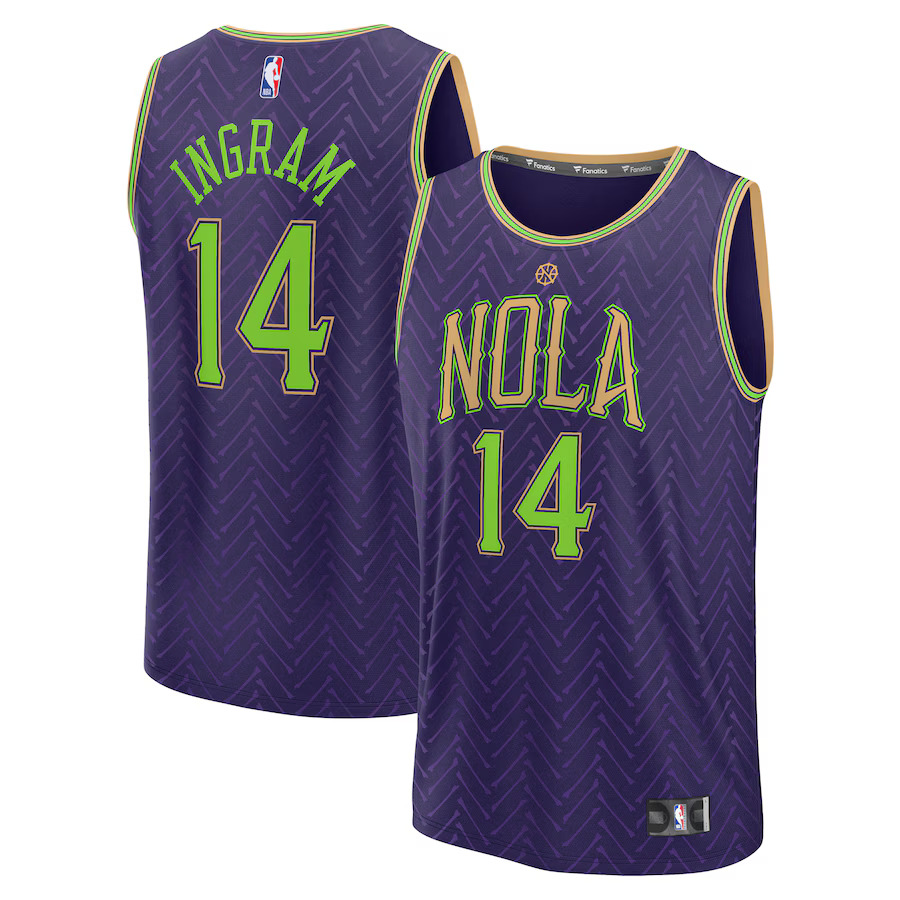 Men New Orleans Pelicans #14 Brandon Ingram Fanatics Purple City Edition 2024-25 Fast Break Player NBA Jersey